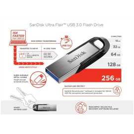 SanDisk 256GB Ultra Flair USB 3.0 Flash Drive - Silver