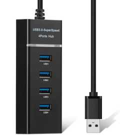 USB 3.0 Super Speed 4 Ports USB Hub - Black