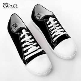 Black Camel Black & White Contrast Canvas Sneakers For Men