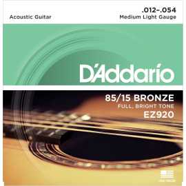 Daddario Ez920 American Bronze Acoustic Guitar String Set .012-.054