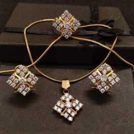 Real Gold Plated Handmade Elegant Set Of Pendant, Ring And Earrings