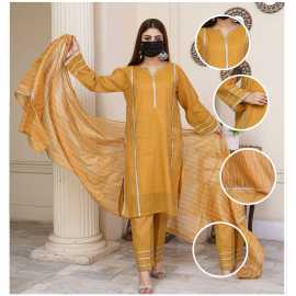 Elegant 3-Piece Set with Beautiful Lace and Organza Dupatta Full Sleeves