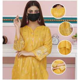 Boat Neckline with V-cut Jacquard Embroidered Sleeves 2-Piece Dress