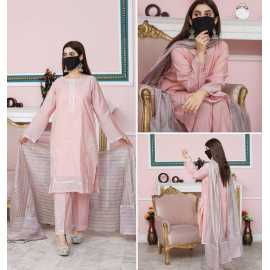 Elegant 3-Piece Set with Beautiful Lace and Organza Dupatta Full Sleeves