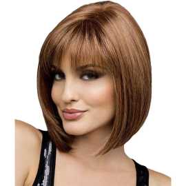 Women Bob Wig Cosplay Synthetic Party Wig Short Straight Wigs (Brown)