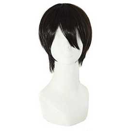 Men's Short Black Straight Wig