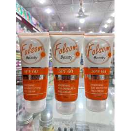Product Description:
UV Rays Protection

The Folsom Sun Block SPF 60 is perfect for UV-ray protection. You can use it on your face and body to protect yourself from the sun. An amazing cream to protect from sun tan.
Skin Types
The Folsom Sun Block SPF 60 is suitable for all skin types. From oily, combination to sensitive skin. Every woman can use this sunscreen on her face and body. It does not cause any reaction to the face and body.
Removes Excess Oil
The Folsom sunblock removes excess oil from the face. You can use it as a primer before makeup. It perfectly blends the foundation on the skin. Moreover, it can also be used as a foundation because it brightens the skin.