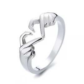 Romantic Hands Than Heart Ring Geometric Palm Love Gesture Couple Fashion Rings