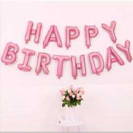 Baby Pink 13 Pcs Happy Birthday Foil Balloons Set