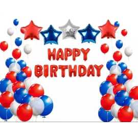 13 Pcs Happy Birthday Red/Blue & Silver Foil Balloons Set13 Pcs Happy Birthday Red/Blue & Silver Foil Balloons Set
