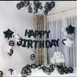 Black 13 Pcs Happy Birthday Foil Balloons Set - 16 Inch