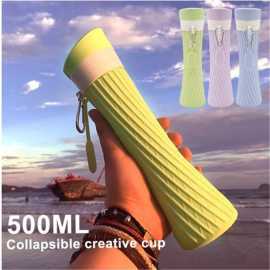 Foldable Collapsible Silicone Water Bottle - 500ml