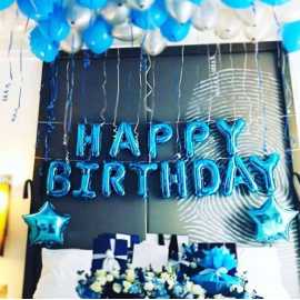 Shining Blue 13 Pcs Happy Birthday Foil Balloons Set