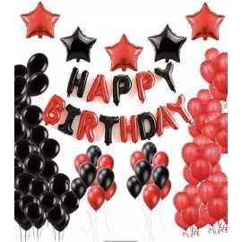 Red & Black 13 Pcs Happy Birthday Foil Balloons Set - 16Inch