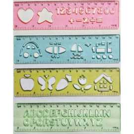 Pack of 4 Alphabet Stencil Number Stencils Ruler