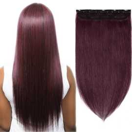 Girl & Women Very Long Maroon 30 Inch Hair Extensions 5 Clip