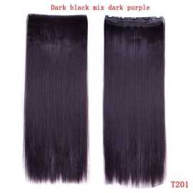 Girl & Women Dark Black Mix Dark Purple 30 Inch Hair Extensions 5
