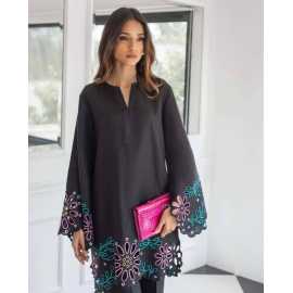 2Pc Unstitched Qattan Silk Embroided Dress For Women's - AHC62