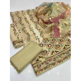 3Pc Multi Embroidery Dress For Girls Women's And Ladies Dress - AHC61