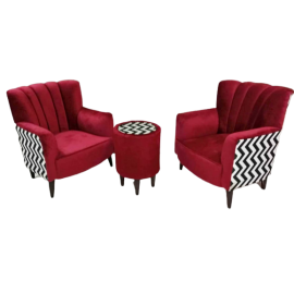 2 Bedroom Chairs with Table imported valvet fabric