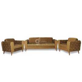 Galaxy Five Seater Turkish Design Brown Velvet Modern Design Sofa Set