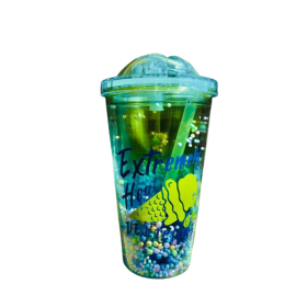 Rainbow Bubble Straw Cup PC Starlight Girl Heart Double Wall Thermos