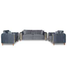 Five Seater Turkish Design Gray Velvet Modern Design Sofa Set