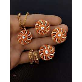 Beautiful Design Zarqon Locket / Earing & Ring Set