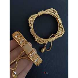 1 Pair Golden Openable Square shape Bangles for Wedding & Party