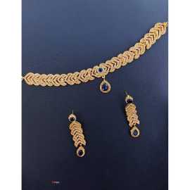 Beautiful Golden Choker Necklace with Earing Jewellery Set