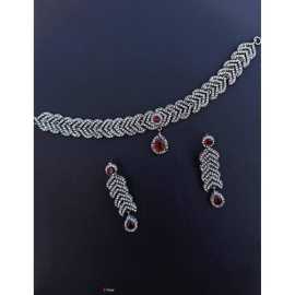 Beautiful Silver Choker Necklace with Earing Jewellery Set