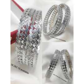 1 Pair Beautiful Design Traditional Style Silver Bangles For Women - 01