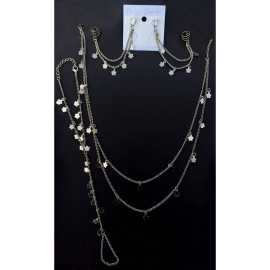 Beautiful Design Silver Earcuf / Anja & with Double Mala Set