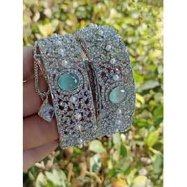 1 Pair Beautiful Design Silver Openable Kangan Bangles for Wedding & Party - 01