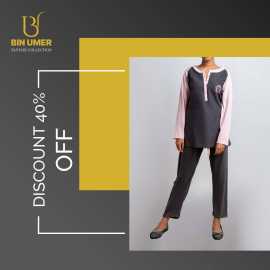 Bin Umer Full Sleeve Cotton Jersey T-Shirt & Trouser Night Dress for Girl