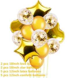14 PCS Pack Foil Confetti Metallic Decoration Balloons Set