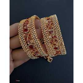 Beautiful Golden Maroon Party & Wedding Wear Bangles Pair For Women