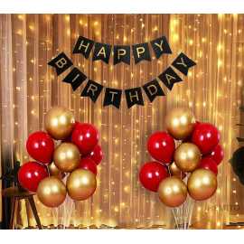 32 PCS Combo Of Happy Birthday Banner With Led Lights & Balloons