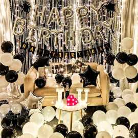 Happy Birthday Card & Foil Theme Decoration Balloons Set