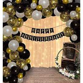 Black/White & Golden Happy Anniversary Theme Balloons Set