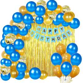 Beautiful Blue & Yellow Happy Birthday Theme Balloons Set
