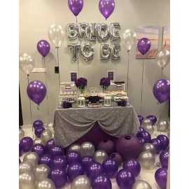 Bride To Be Silver And Purple Theme Balloons Set