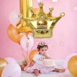Golden Crown Foil Balloon For Birthday Celebration
