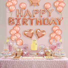 Rose Gold Happy Birthday Theme Balloon Set