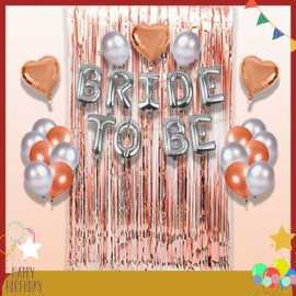 Rose Pink And Silver Bride To Be Theme Balloons Set