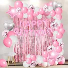 Amazing Pink Birthday Theme Balloons Set