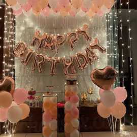 Beautiful Theme Of Happy Birthday Rose Gold Foil With Combo Of '30' Pcs Balloons