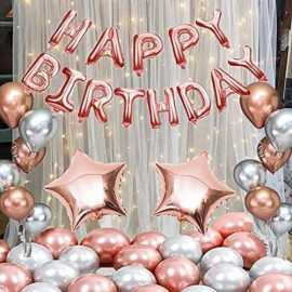 Lovely Rose Gold & Silver Happy Birthday Theme Set