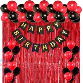 Red & Black Theme Happy Birthday Party Decoration Balloons Set