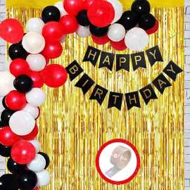 Happy Birthday Balloons Set Black - Pack of 30 Piece